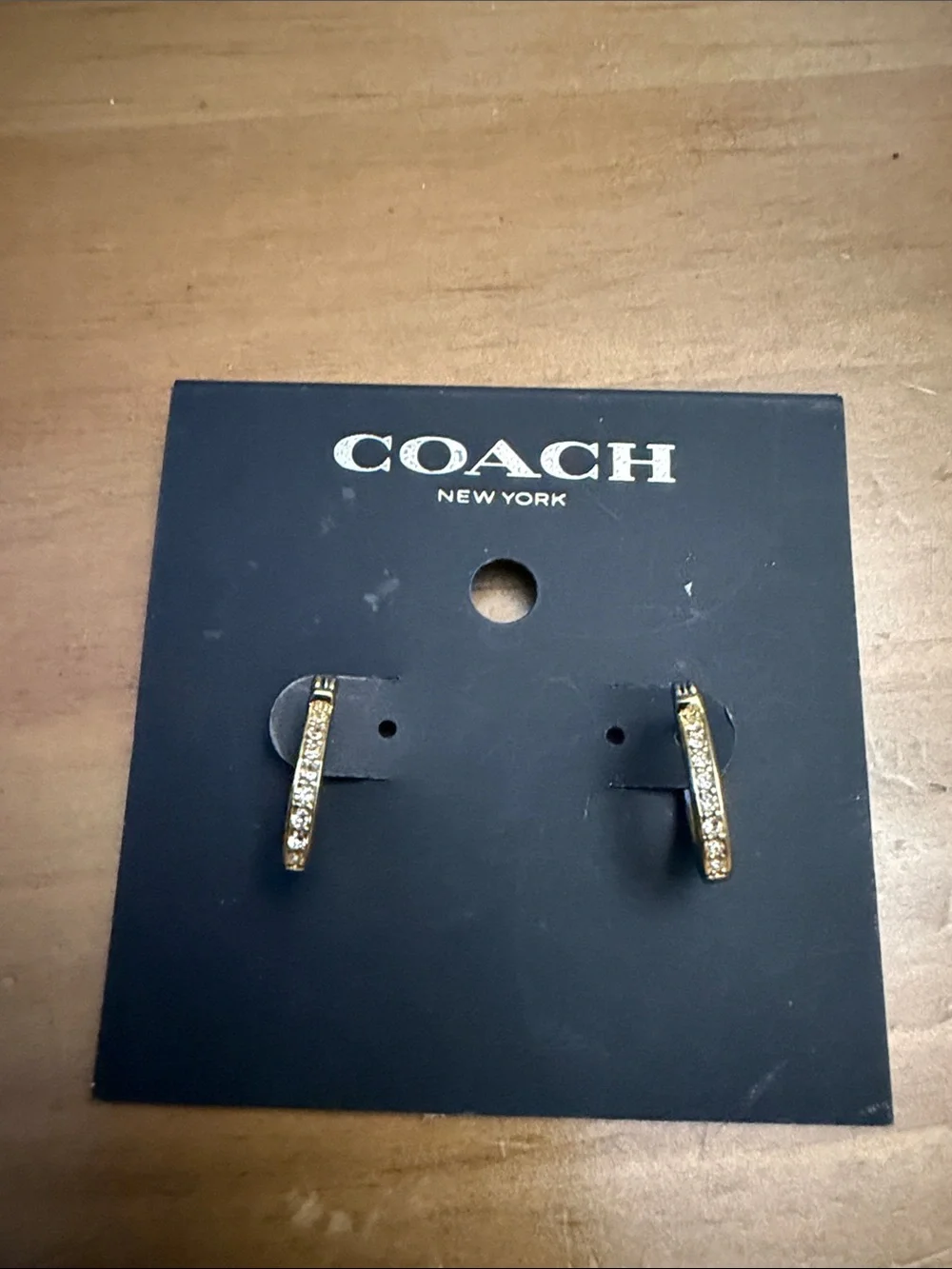 NWT! Coach Gold Pave Signature Huggie Earrings |